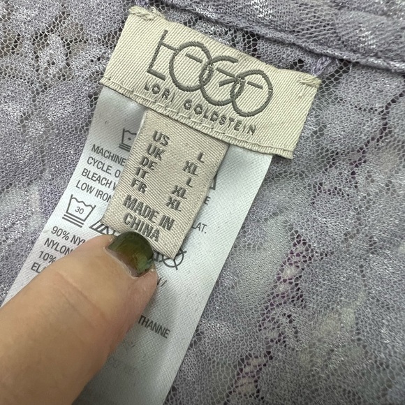 LOGO by Lori Goldstein Purple, lavender, blue and White Tunic And Lace Tank. - Picture 7 of 14